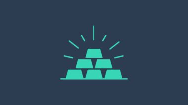 Turkuaz altın renkli simge mavi arkaplanda izole edildi. Bankacılık işi konsepti. 4K Video hareketli grafik canlandırması