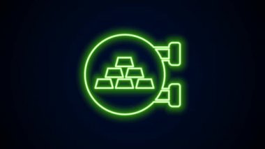Parlayan neon hattı kuyumcu simgesi siyah arkaplanda izole edildi. 4K Video hareketli grafik canlandırması