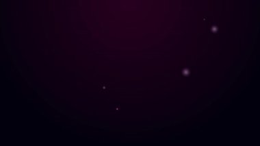 Siyah arkaplanda izole edilmiş, el simgesindeki parlak neon çizgisi. Bankacılık işi konsepti. 4K Video hareketli grafik canlandırması