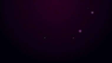 Parlayan neon çizgili küpe simgesi siyah arkaplanda izole edildi. Mücevher aksesuarları. 4K Video hareketli grafik canlandırması