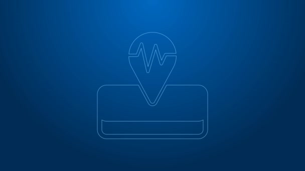 White line Earthquake icon isolated on blue background. 4K Video motion graphic animation — Wideo stockowe