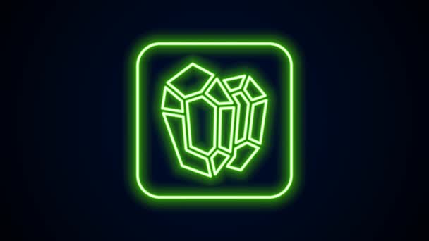 Linha de néon brilhante ícone de pedra Gem isolado no fundo preto. Símbolo de jóias. Diamante. Animação gráfica em movimento de vídeo 4K — Vídeo de Stock