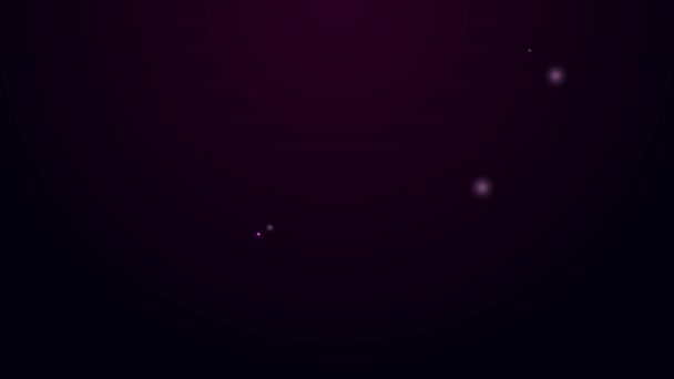 흑색 배경으로 고립된 문서 아이콘 이 있는 네온 라인 지구. 세계 혹은 지구의 별자리. 글로벌 인터넷 심볼. 기하학적 모양. 4K 비디오 모션 그래픽 애니메이션 — 비디오