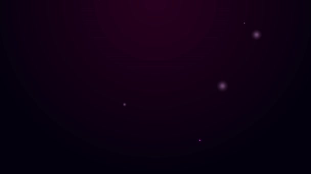 Leuchtende Leuchtlupe mit Globus-Symbol auf schwarzem Hintergrund. Die Analyse der Welt. Globales Suchzeichen. 4K Video Motion Grafik Animation — Stockvideo