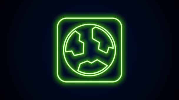 Świecąca neonowa linia ziemska ikona globu odizolowana na czarnym tle. Znak świata lub Ziemi. Globalny symbol internetowy. Geometryczne kształty. 4K Animacja graficzna ruchu wideo — Wideo stockowe