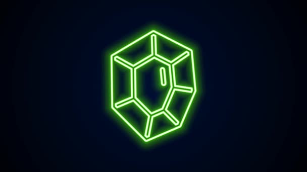 Leuchtende Neon-Linie Edelstein-Symbol isoliert auf schwarzem Hintergrund. Schmuck-Symbol. Diamant. 4K Video Motion Grafik Animation — Stockvideo