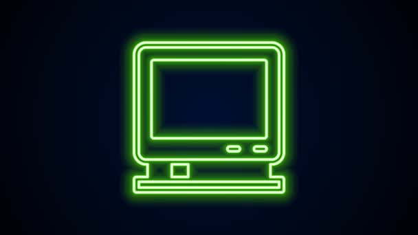 Lumineux néon ligne Rétro tv icône isolée sur fond noir. Panneau de télévision. Animation graphique de mouvement vidéo 4K — Video