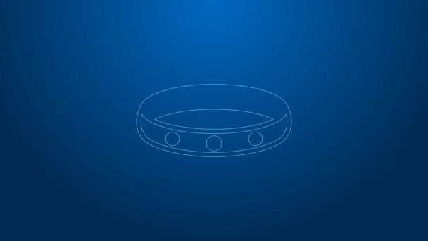 White line Gold ring icon isolated on blue background. 4K Video motion graphic animation — Stock videók