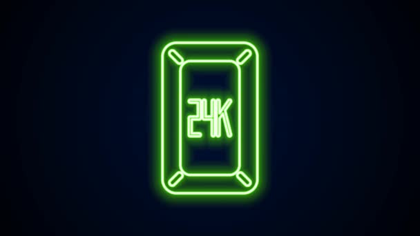 Ligne lumineuse néon Barres d'or icône 24k isolé sur fond noir. Concept d'entreprise bancaire. Animation graphique de mouvement vidéo 4K — Video