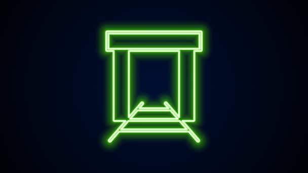 Glowing neon line Gold mine icon isolated on black background. 4K Video motion graphic animation — Stock Video