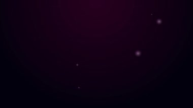 Parlayan neon hat trafik levhası. Siyah arkaplanda sinyal simgesi izole edildi. İşaretçi sembolü. İzole sokak bilgi levhası. Yön tabelası. 4K Video hareketli grafik canlandırması