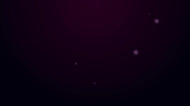 Parlayan neon çizgisi Katlanmış harita konum simgesi simgesi siyah arkaplanda izole edildi. 4K Video hareketli grafik canlandırması
