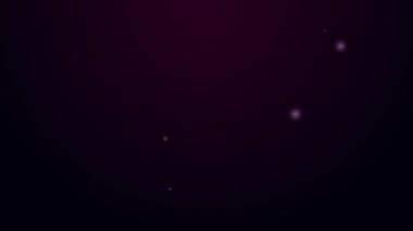 Parlayan neon hat trafik levhası. Siyah arkaplanda sinyal simgesi izole edildi. İşaretçi sembolü. İzole sokak bilgi levhası. Yön tabelası. 4K Video hareketli grafik canlandırması