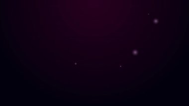 Dünya simgesinde parlayan neon hattı konumu siyah arkaplanda izole edildi. Dünya ya da Dünya işareti. 4K Video hareketli grafik canlandırması