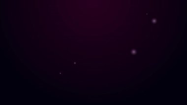 Parlayan neon hattı rota simgesi siyah arkaplanda izole edildi. Harita işaretçisi işareti. Yol ya da yol kavramı. GPS navigatörü. 4K Video hareketli grafik canlandırması