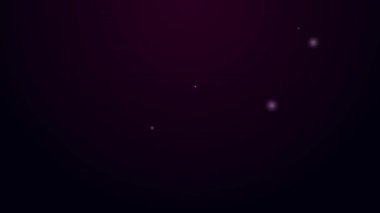 Siyah arkaplanda ev simgesi izole edilmiş parlak neon çizgi haritası işaretçisi. Ev konumu belirleyici sembol. 4K Video hareketli grafik canlandırması