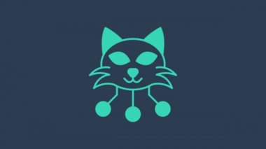 Turkuaz NFT dijital şifreleme resim simgesi mavi arkaplanda izole edildi. Para iadesi olmayan jeton. 4K Video hareketli grafik canlandırması