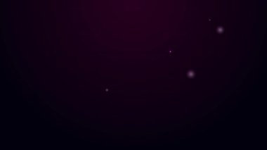 Parlayan neon hattı NFT engelleme teknolojisi simgesi siyah arkaplanda izole edildi. Para iadesi olmayan jeton. Dijital kripto sanat konsepti. 4K Video hareketli grafik canlandırması