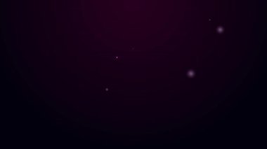 Parlayan neon hattı NFT sözleşme simgesi siyah arkaplanda izole edildi. Para iadesi olmayan jeton. Dijital kripto sanat konsepti. 4K Video hareketli grafik canlandırması