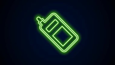 Parlayan neon hattı Smartphone, siyah arkaplanda izole edilmiş cep telefonu simgesi. 4K Video hareketli grafik canlandırması