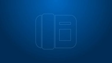 Beyaz hat telefon ahizesi simgesi mavi arkaplanda izole edildi. Telefon işareti. 4K Video hareketli grafik canlandırması