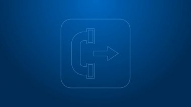 Beyaz hat giden arama ikonu mavi arkaplanda izole edildi. Telefon işareti. Telefon ahizesi. 4K Video hareketli grafik canlandırması