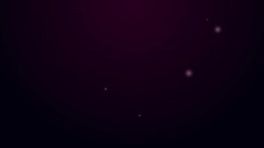 Parlayan neon çizgisi dosya simgesi siyah arkaplanda izole edildi. Kontrol listesi simgesi. İş konsepti. 4K Video hareketli grafik canlandırması