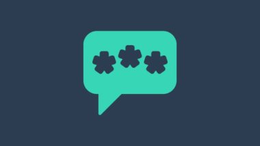 Turkuaz konuşma balonu sohbet simgesi mavi arkaplanda izole edildi. İleti simgesi. İletişim ya da yorum sohbet sembolü. 4K Video hareketli grafik canlandırması