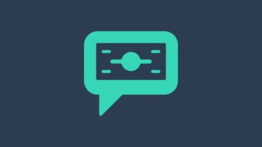 Turkuaz yığınları kağıt para para ikonu mavi arka planda izole. Para desteleri. Para birimi. 4K Video hareketli grafik canlandırması