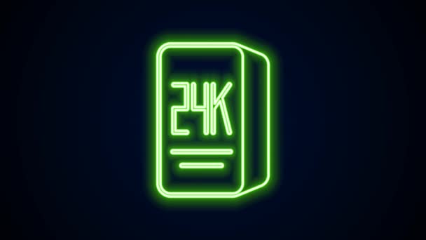 Świecąca neonowa linia Złote paski 24k ikona izolowana na czarnym tle. Koncepcja biznesu bankowego. 4K Animacja graficzna ruchu wideo — Wideo stockowe