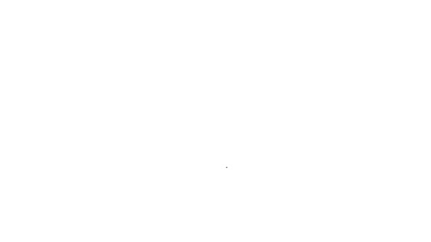 Черная линия Нажмите значок пин изолирован на белом фоне. Знак "Зубцы". Видеографическая анимация 4K — стоковое видео