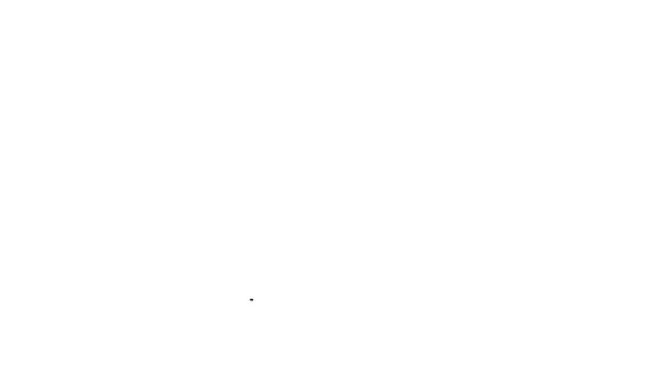 Portátil de línea negra con icono de la aplicación de la tienda de arte aislado sobre fondo blanco. Tecnología de venta de fichas NFT para criptomoneda. Concepto simbólico no fungible. Animación gráfica de vídeo 4K — Vídeos de Stock
