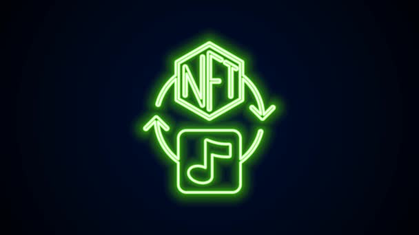 Glowing neon line NFT Digital crypto art icon isolated on black background. Non fungible token. 4K Video motion graphic animation — Stockvideo