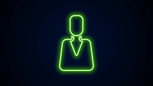 Glowing neon line Employee icon isolated on black background. Head hunting. Business target or Employment. Human resource and recruitment for business. 4K Video motion graphic animation — Wideo stockowe