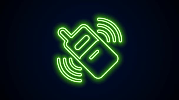 Glowing neon line Smartphone, mobile phone icon isolated on black background. 4K Video motion graphic animation — Stock Video