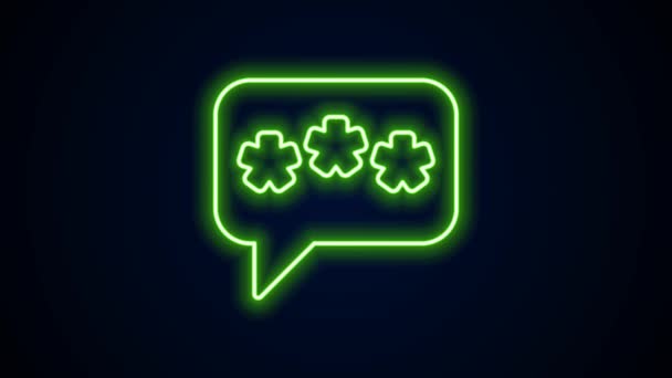 Brillante línea de neón Discurso burbuja icono de chat aislado en el fondo negro. Icono del mensaje. Comunicación o comentario símbolo de chat. Animación gráfica de vídeo 4K — Vídeo de stock