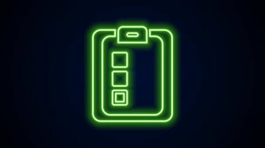 Parlayan neon hattı Siyah arkaplanda izole edilmiş test, inceleme ya da kontrol listesi simgesi. Sınav listesi. E-eğitim konsepti. 4K Video hareketli grafik canlandırması