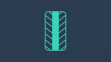 Turkuaz araba tekerleği ikonu mavi arka planda izole edildi. 4K Video hareketli grafik canlandırması