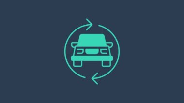 Turkuaz araba servis simgesi mavi arka planda izole edildi. Otomobil tamircisi. Tamirci oto tamircisi. Bakım tabelası. 4K Video hareketli grafik canlandırması