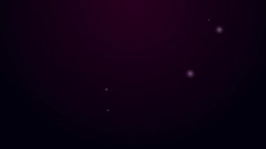 Siyah arkaplanda izole edilmiş kalibre ikonu olan parlak neon çizgili araba fren diski. 4K Video hareketli grafik canlandırması