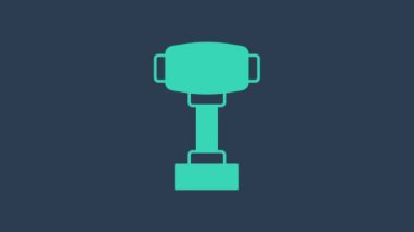 Mavi arkaplanda turkuaz vites ikonu izole edildi. Elle iletim simgesi. 4K Video hareketli grafik canlandırması