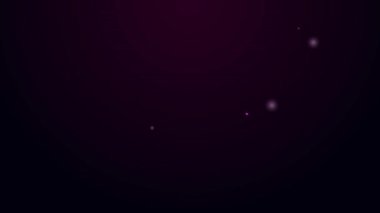 Parlak neon çizgili araba tekerleği simgesi siyah arka planda izole edildi. 4K Video hareketli grafik canlandırması