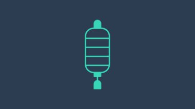 Turkuaz Çin kağıt fener ikonu mavi arka planda izole edildi. 4K Video hareketli grafik canlandırması