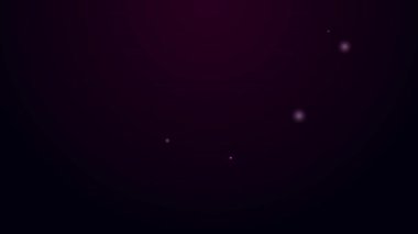 Parlayan neon hattı Çin kağıt fener ikonu siyah arka planda izole edildi. 4K Video hareketli grafik canlandırması