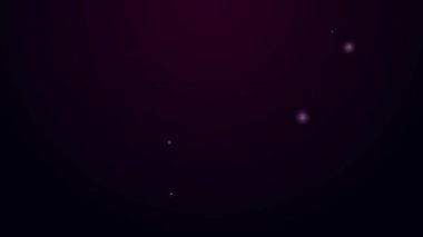 Parlayan neon hattı Çin davul ikonu siyah arka planda izole edildi. Geleneksel Asyalı vurmalı çalgı aleti Taiko veya O-Daiko davulu. 4K Video hareketli grafik canlandırması