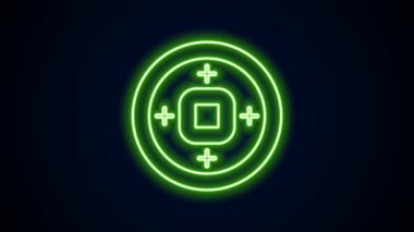 Parlayan neon hattı Çin Yuan para birimi sembolü simgesi siyah arkaplanda izole edildi. Bozuk para. Bankacılık işareti. Para sembolü. 4K Video hareketli grafik canlandırması