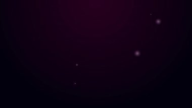 Parlayan neon hattı Çin fal kurabiyesi ikonu siyah arka planda izole edildi. Geleneksel Asya. 4K Video hareketli grafik canlandırması
