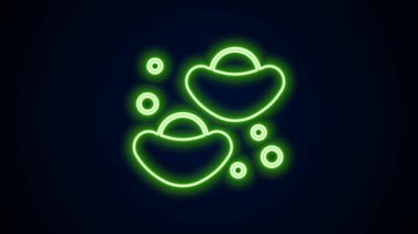 Parlayan neon hattı Çin fal kurabiyesi ikonu siyah arka planda izole edildi. Geleneksel Asya. 4K Video hareketli grafik canlandırması