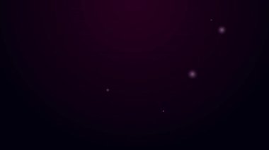 Parlayan neon hattı Geleneksel Çin veya Japon katlama hayran simgesi siyah arka planda izole. 4K Video hareketli grafik canlandırması