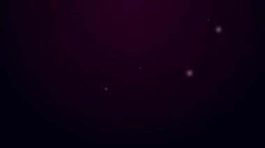 Parlayan neon hattı Çin kağıt fener ikonu siyah arka planda izole edildi. 4K Video hareketli grafik canlandırması